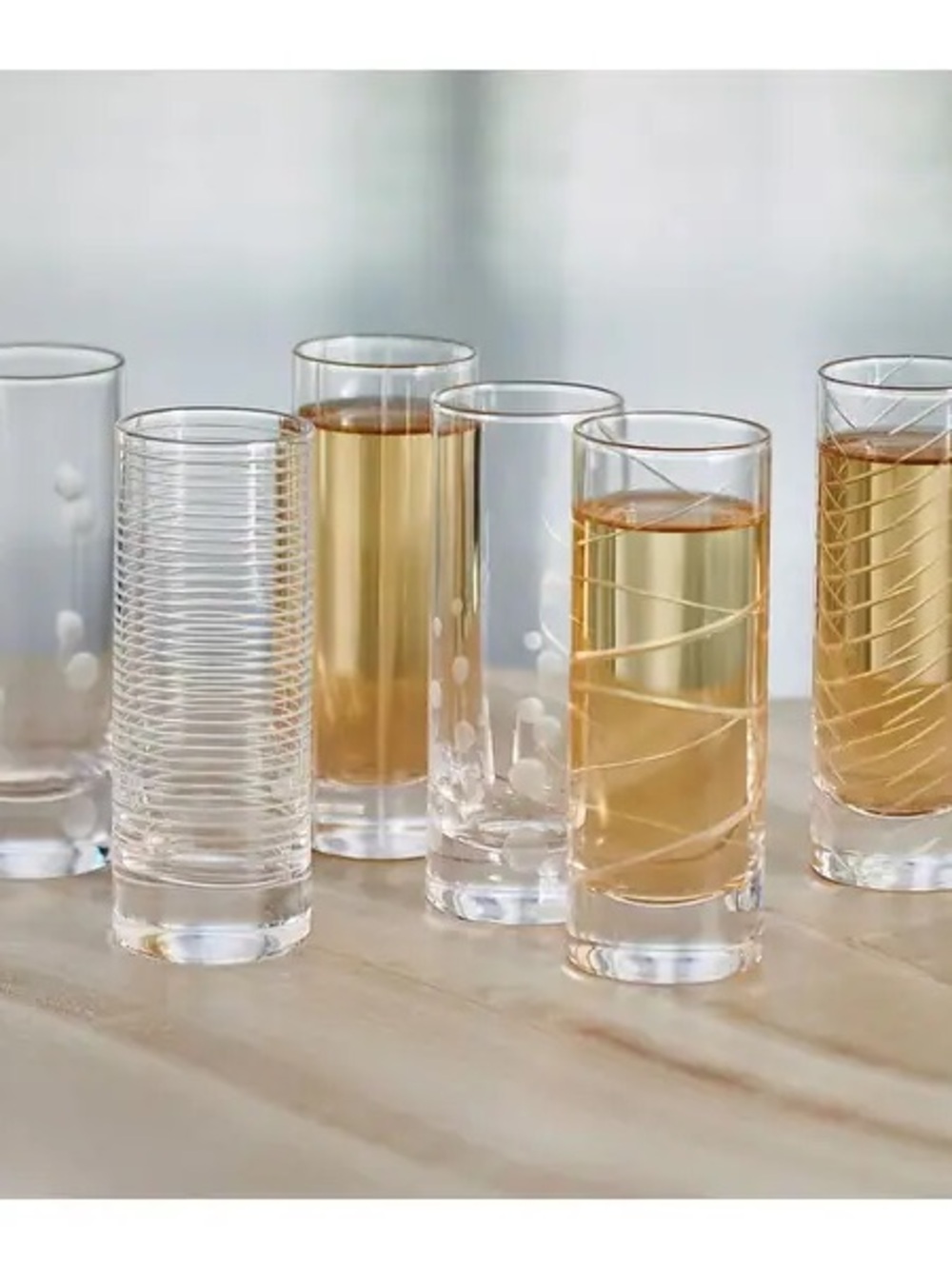 Mikasa Clear Highball Glasses with Gold Accents - Set of 6